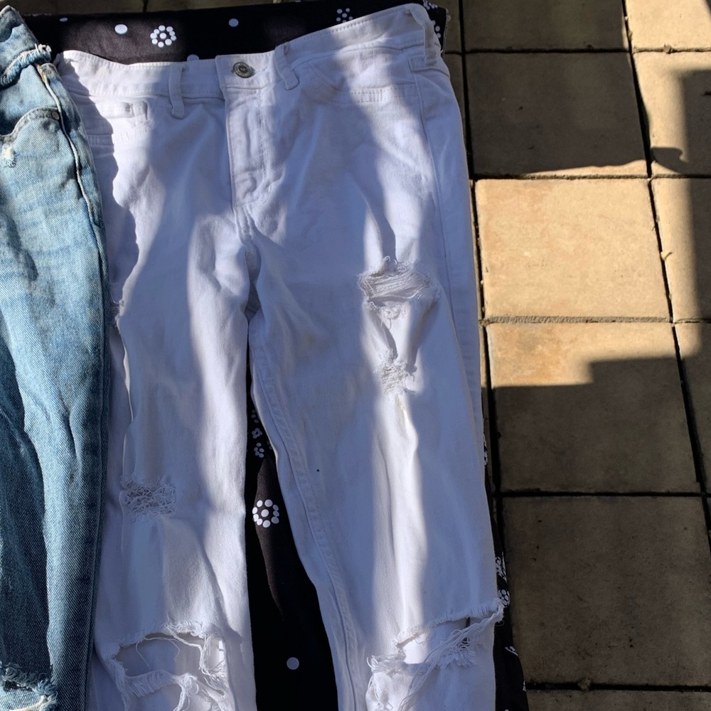 Hollister high rise supper skinny jeans white